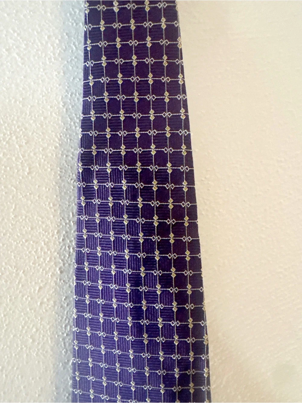 Silk Necktie Navy Grid Pattern Made in Italy Business Tie